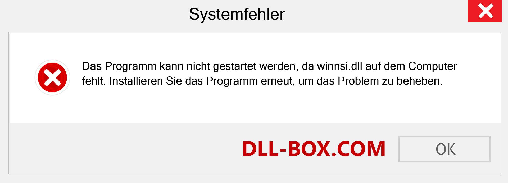 winnsi.dll-Datei fehlt?. Download für Windows 7, 8, 10 - Fix winnsi dll Missing Error unter Windows, Fotos, Bildern